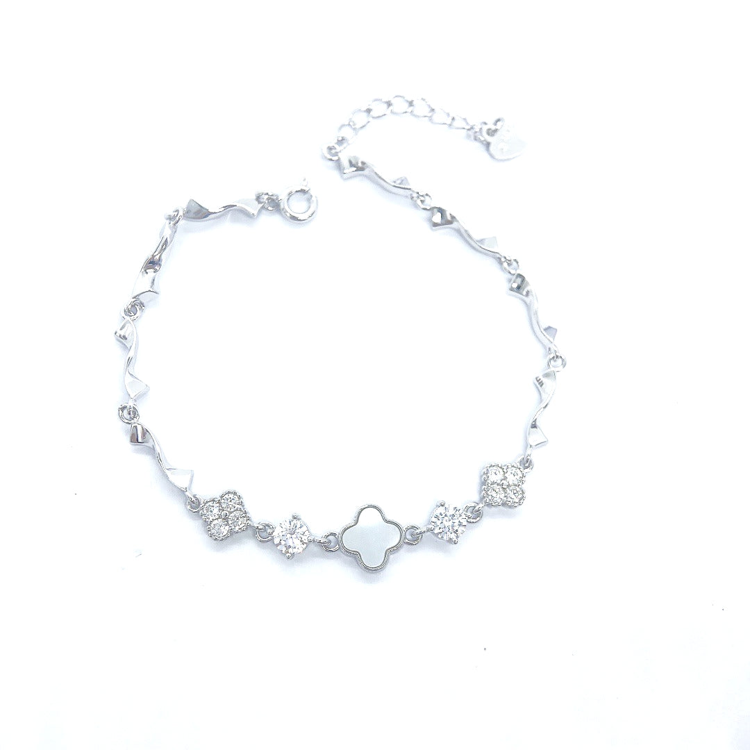 Clover White 925 Sterling Silver Bracelet