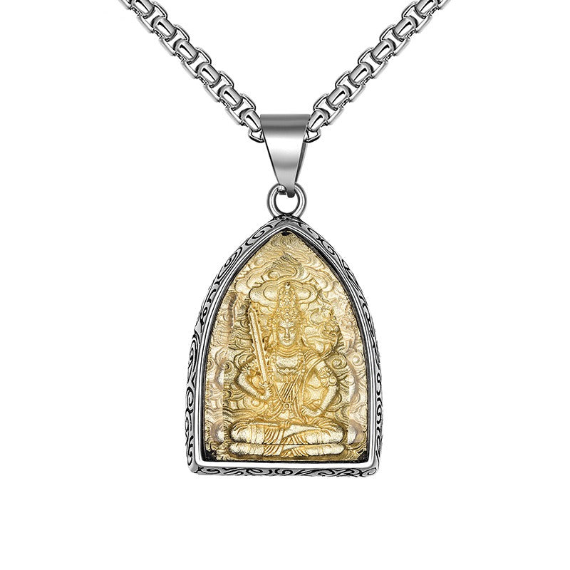 Steel Necklace – Elegant Buddha Pendant Necklace For Men Everyday Wear Gift Durable Tarnish-Resistant