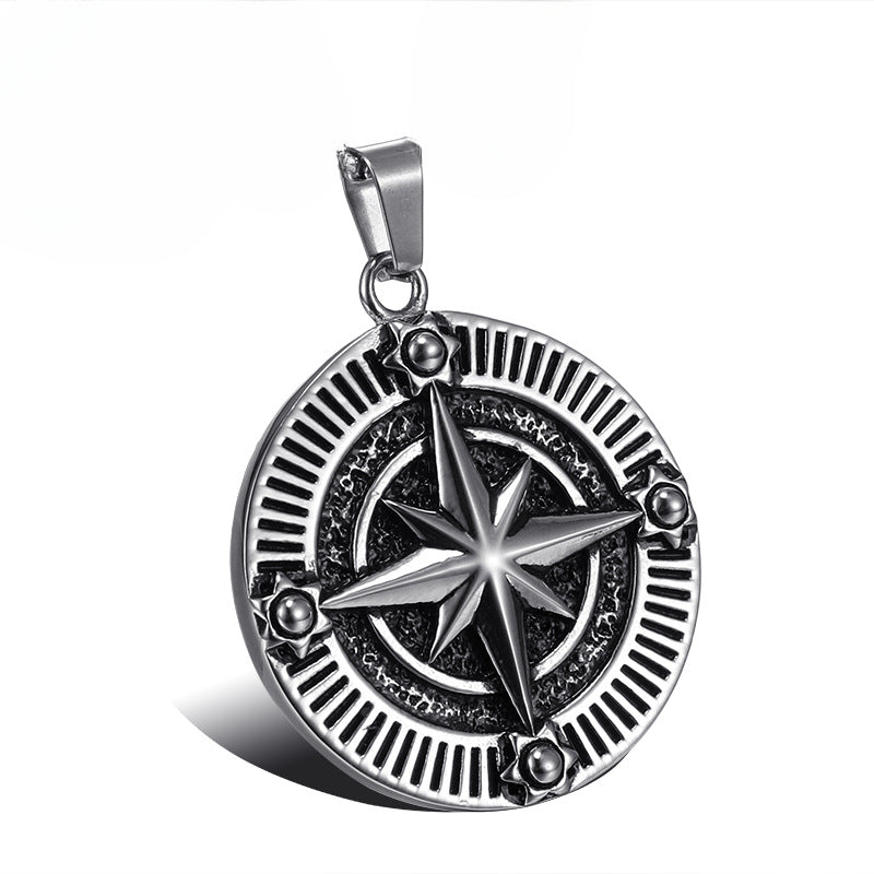 Titanium Steel Viking Compass Pendant for Men - Wholesale European and American Jewelry