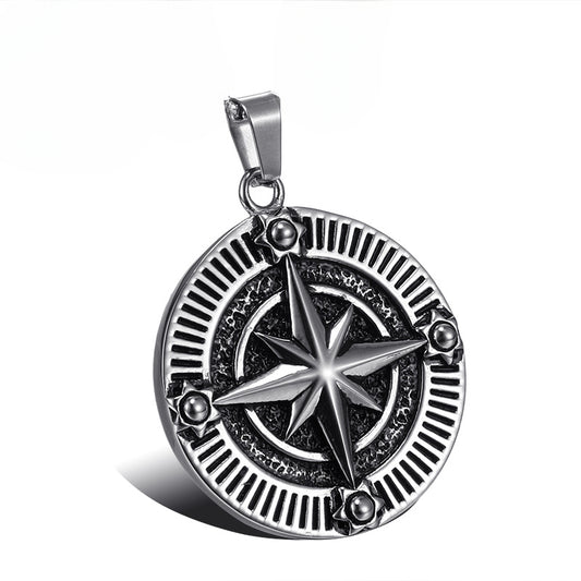 Titanium Steel Viking Compass Pendant for Men - Wholesale European and American Jewelry