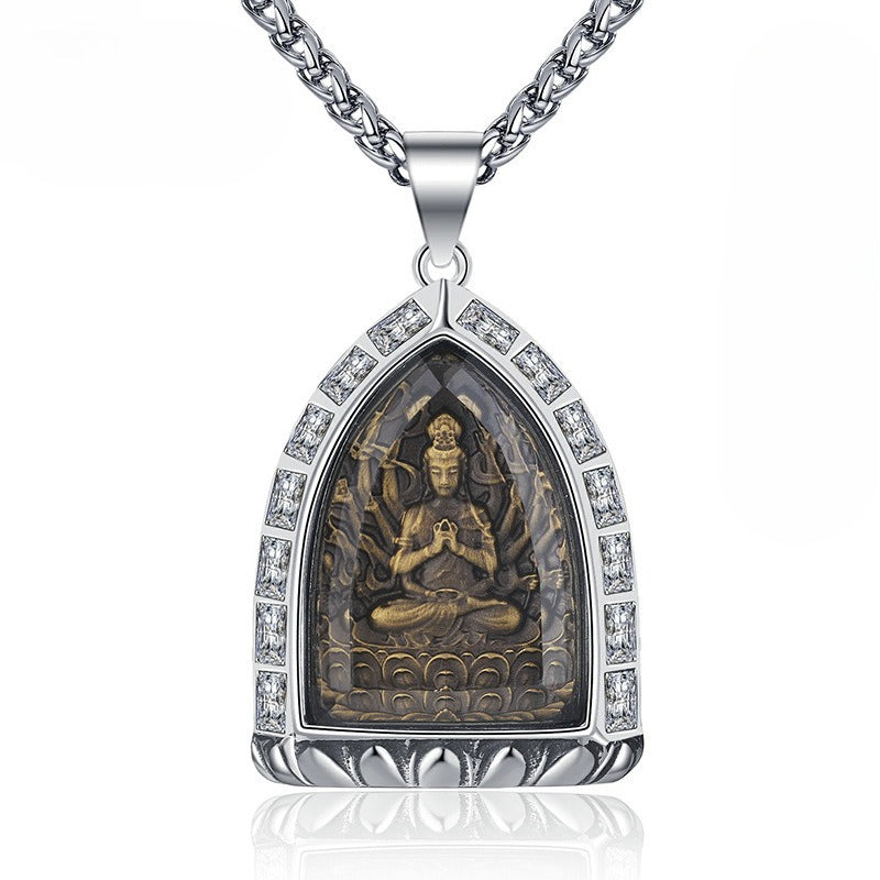 Zircon Necklace – Elegant Eight-Sign Zodiac Buddha Pendant