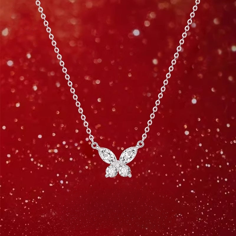 925 Sterling Silver Zircon Butterfly Necklace for Women
