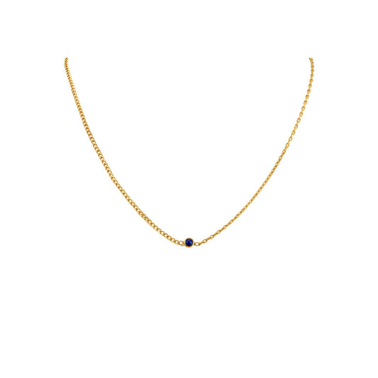 Spice Girls Design Sense Stainless Steel Natural Blue Chalcedony Colored Natural Stone Necklace