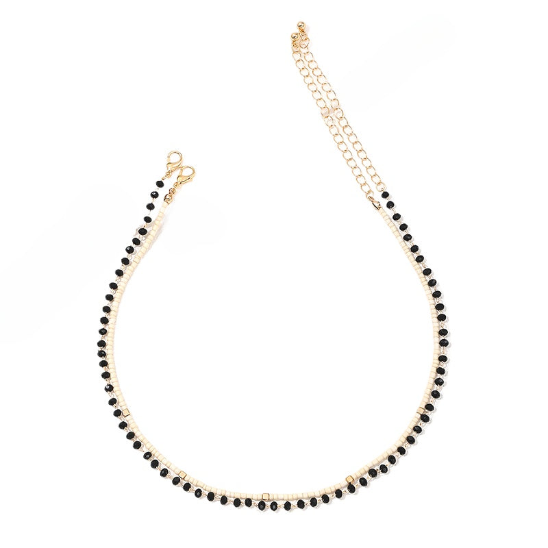 Elegant Glass Beaded Clavicle Chain Necklace - Vienna Verve Collection