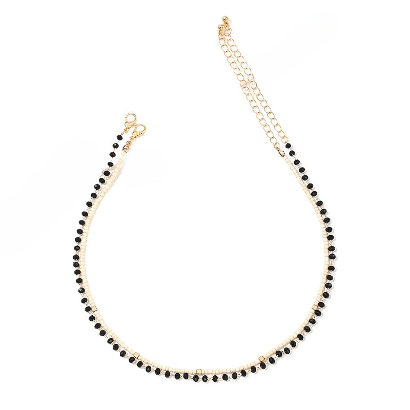 Elegant Glass Beaded Clavicle Chain Necklace - Vienna Verve Collection
