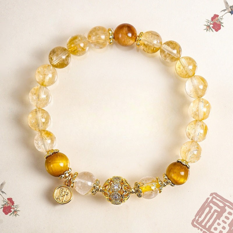8 mm Tiger Eye & Citrine Bracelet