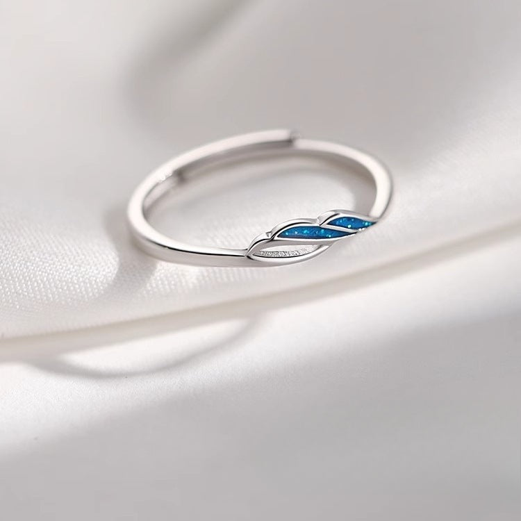 925 Sterling Silver Blue Ring Female Light Luxury Open Ring