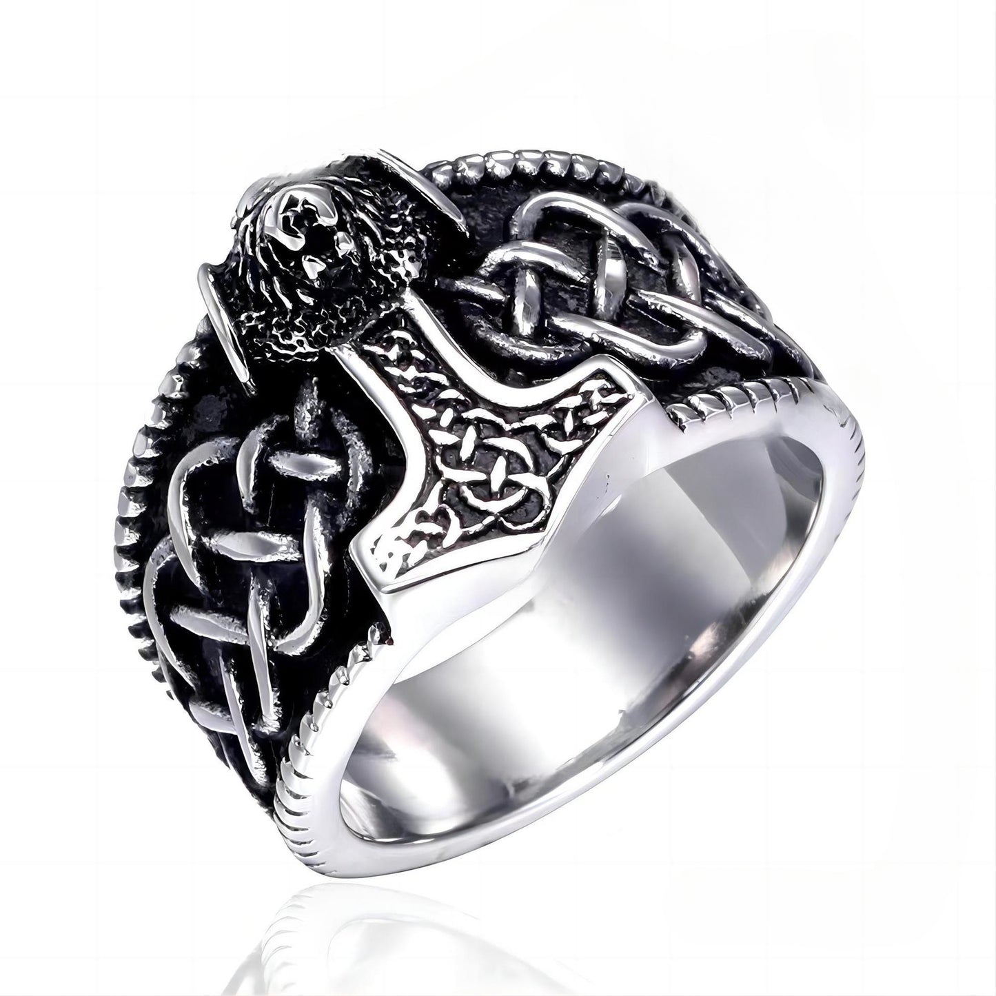 Nordic Vintage Stainless Steel Men's Viking Quake Ring