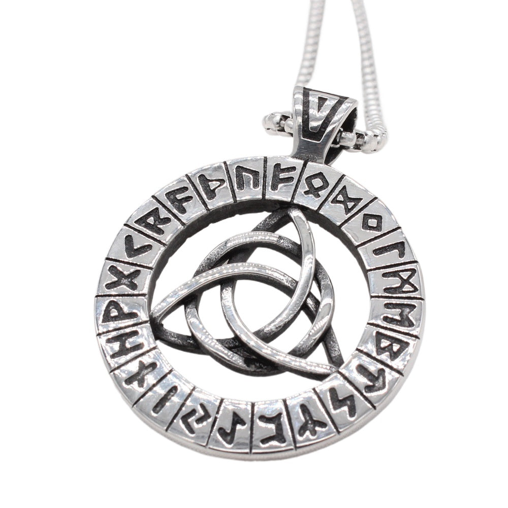 Viking Rune Triangle Pendant Necklace Durable Titanium Steel By Planderful For Men Unisex Protection Symbol Jewelry
