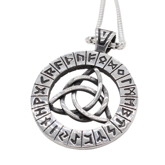 Viking Rune Triangle Pendant Necklace Durable Titanium Steel By Planderful For Men Unisex Protection Symbol Jewelry