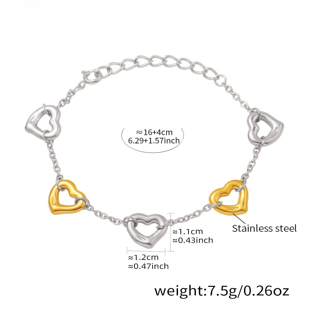 Planderful Heart Bracelet Stainless 18K Gold Plated Women