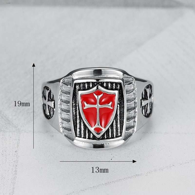 Planderful Knights Templar Ring Titanium Shield Cross For Men Durable Iconic Everyday Genie Edition