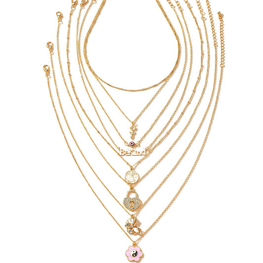 7-Star Butterfly Necklace Set - Stylish Sweater Chain for Women