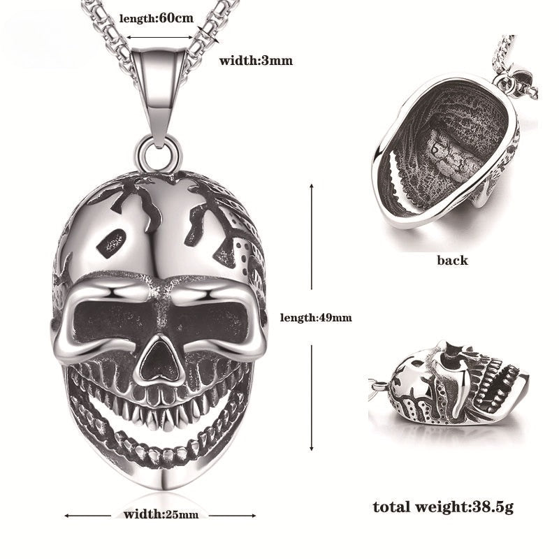 Steel Necklace – Luxury Skull Pendant For Men Titanium Steel Gothic Jewelry Accessory