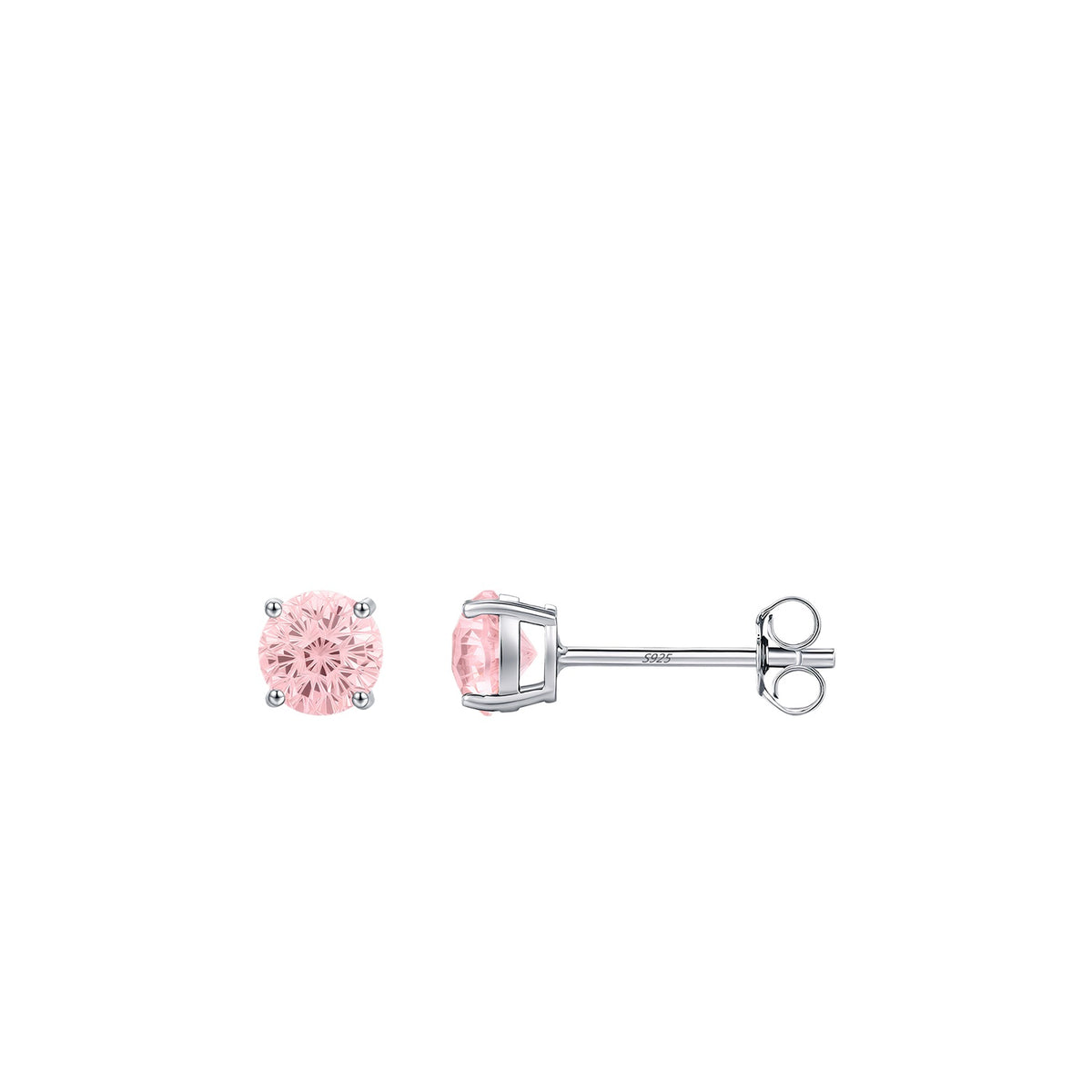 925 Sterling Silver Blush Pink Fireworks-Cut Stud Earrings