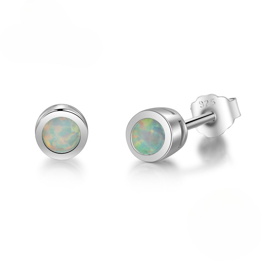 Planderful Jewelry Sterling Silver Opal Stud Earrings 925 Earring Set for Everyday Luxe