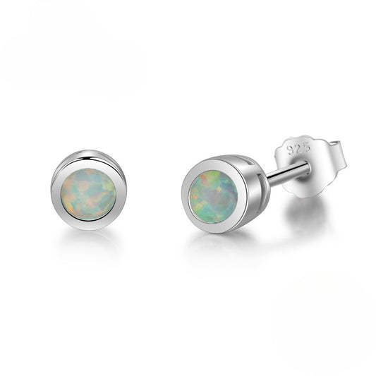 Planderful Jewelry Sterling Silver Opal Stud Earrings 925 Earring Set for Everyday Luxe