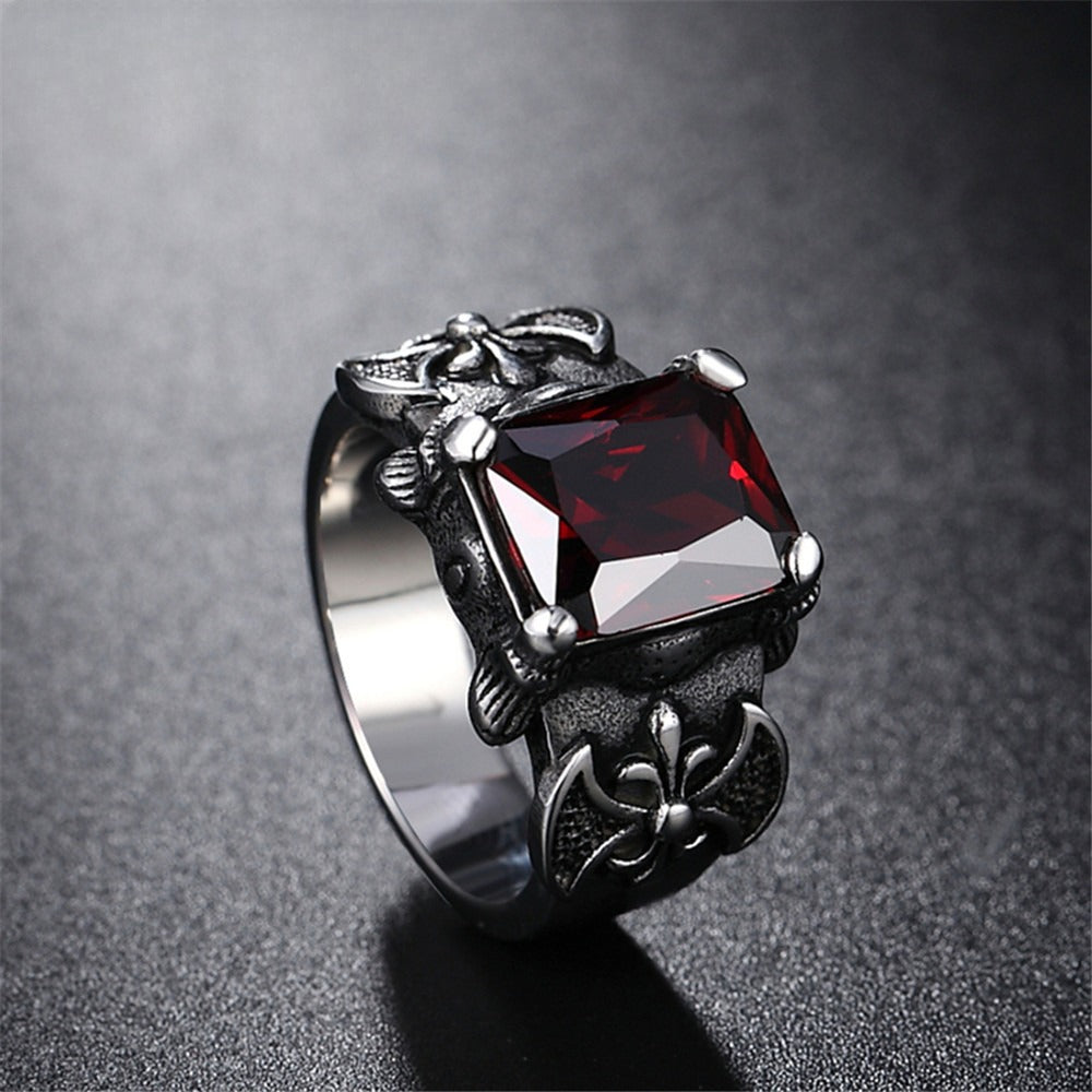 Planderful Viking Axe Ring Zircon Unisex Retro Steel Jewelry For Men And Women Wearable Statement