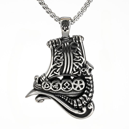 Nordic Viking Ship Personalized Men's Pendant Necklace Jewelry