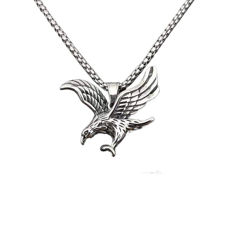 Steel Necklace - Statement Eagle Pendant