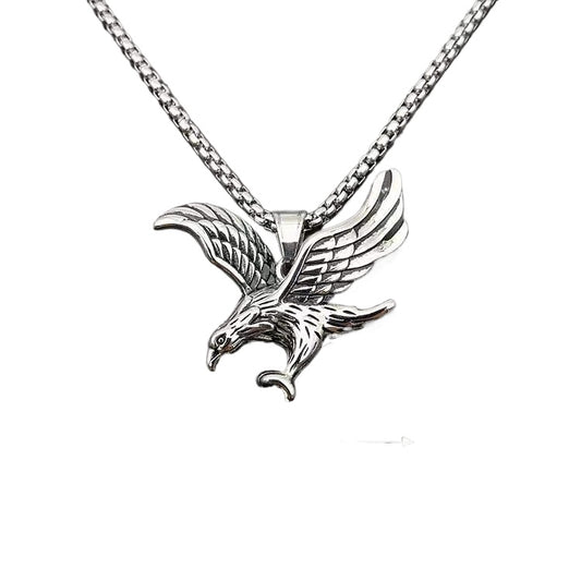 Steel Necklace - Statement Eagle Pendant