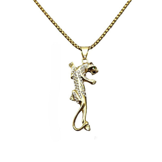 Zircon Necklace – Statement Hip Hop Leopard Head Pendant