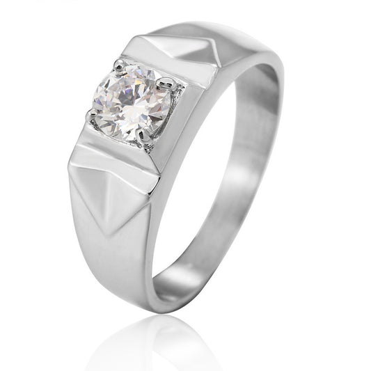 Everyday Genie Titanium Steel Ring with Zircon for Men's Wedding