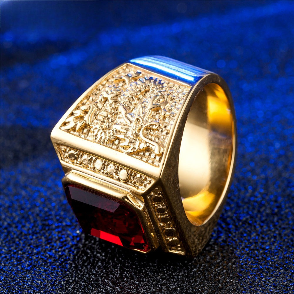 Dragon Stainless Steel Ring For Men And Women Chinese Style Zircon Domineering Bold Statement Planderful