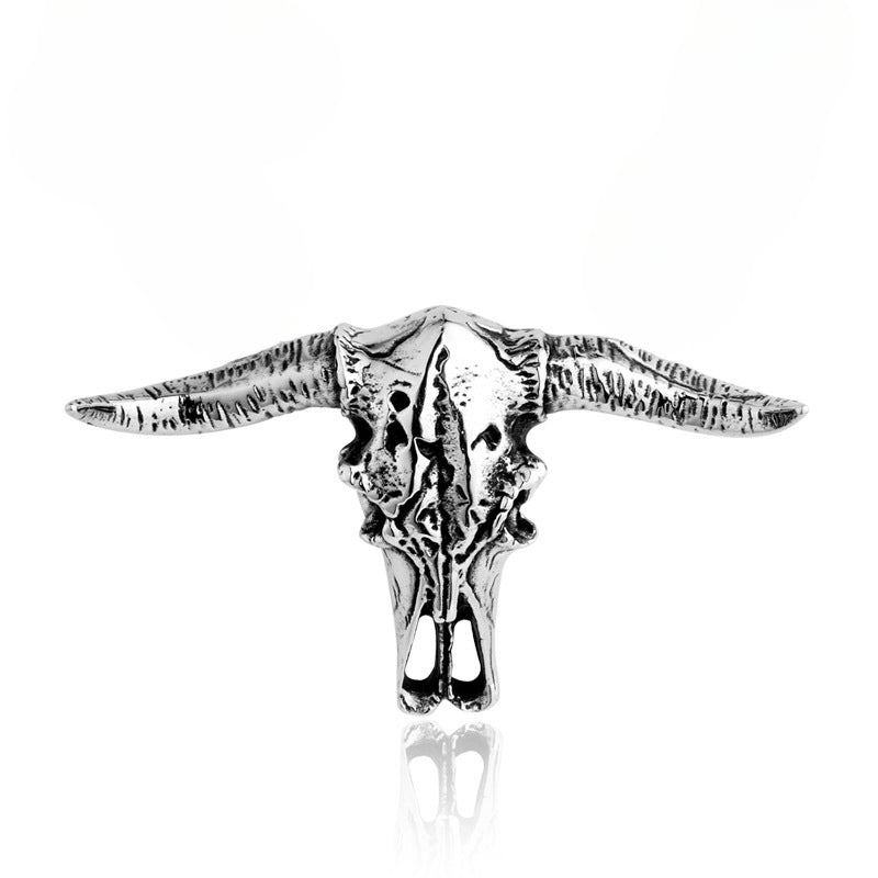 Men's Personalized Retro Bison Skull Pendant in Titanium Steel - Wholesale European and American Jewelry