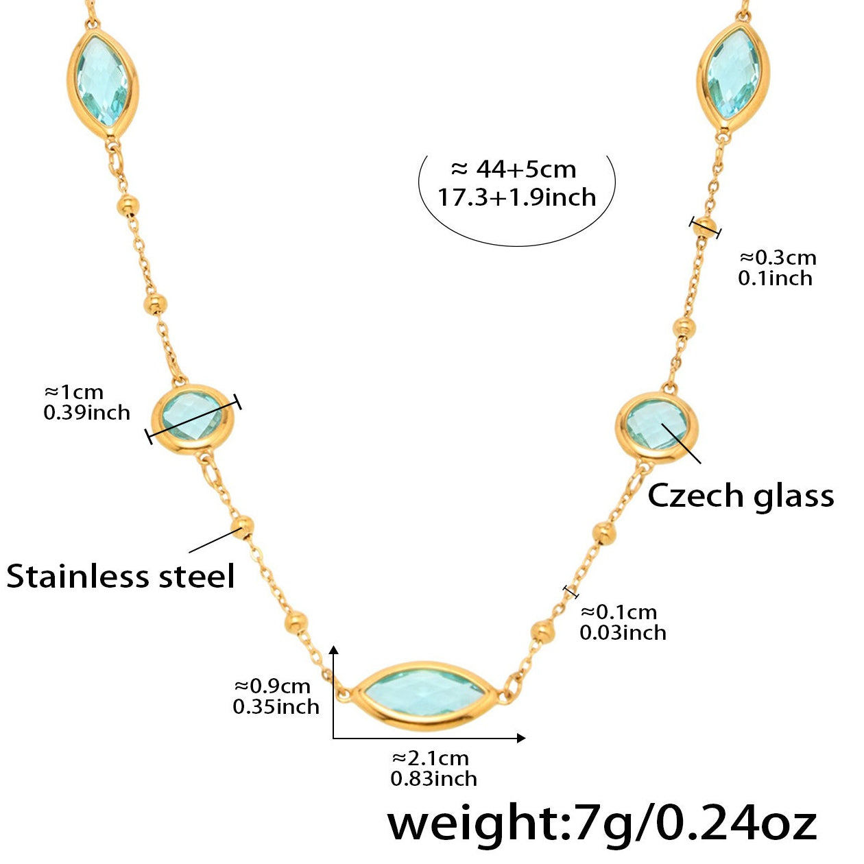 Planderful Glass Ball Necklace Women Stainless Steel Lux