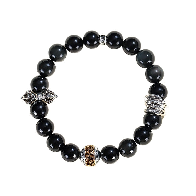 Planderful Fortune's Favor Bracelet – Stylish Couple's Design with Obsidian Gemstones