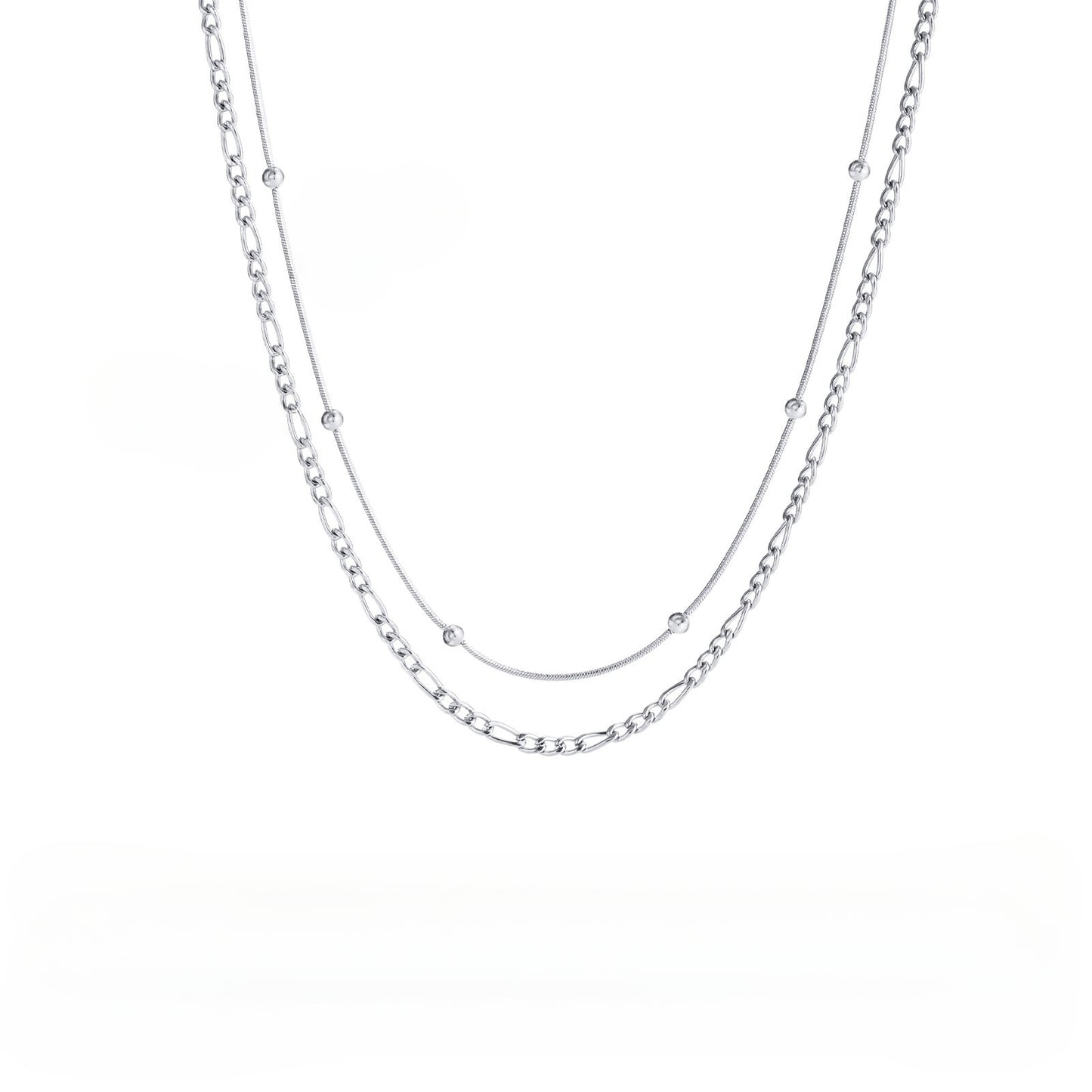 European And American Simple Double-Layer Stainless Steel Necklace
