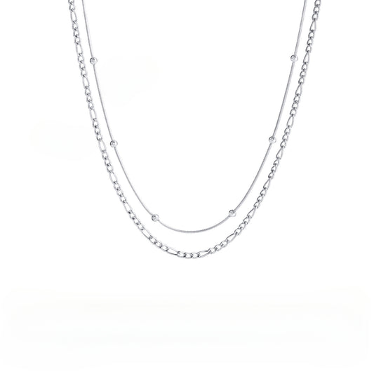 European And American Simple Double-Layer Stainless Steel Necklace