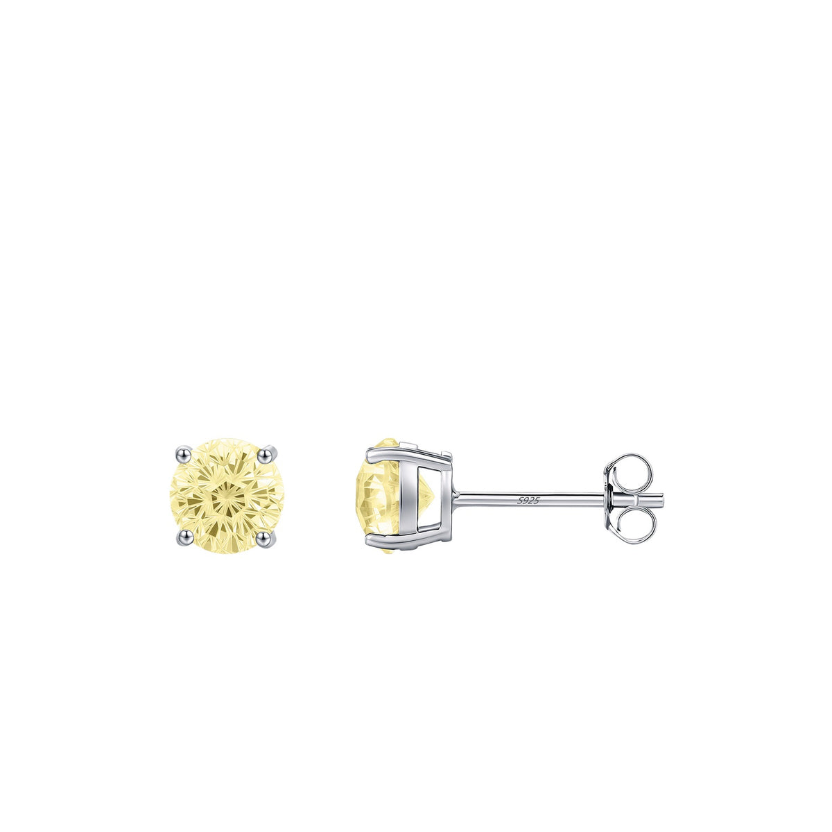 925 Sterling Silver Soft Yellow Fireworks-Cut Earrings