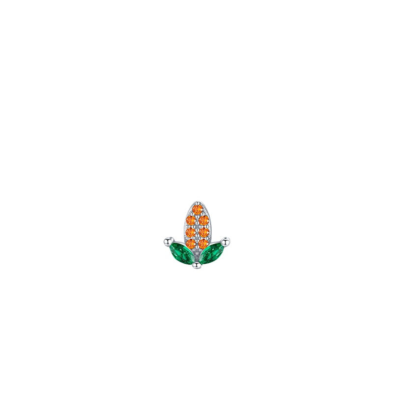 925 Sterling Silver Colorful Zircon Single Stud