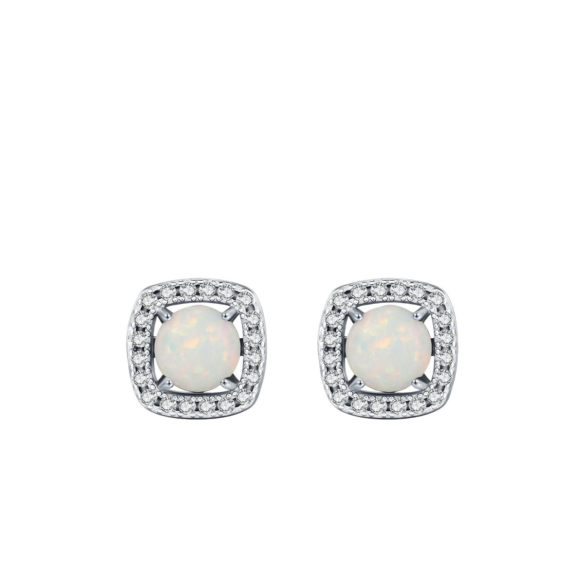 925 Sterling Silver Vintage-Inspired Opal Stud Earrings