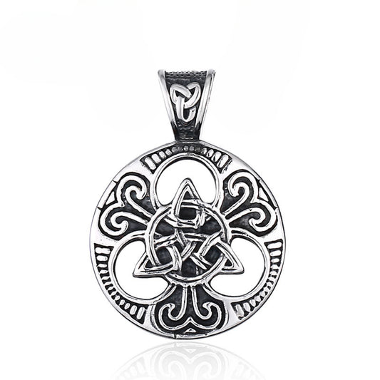 Nordic Viking-Inspired Stainless Steel Pendant with Celtic Knot Design for Men
