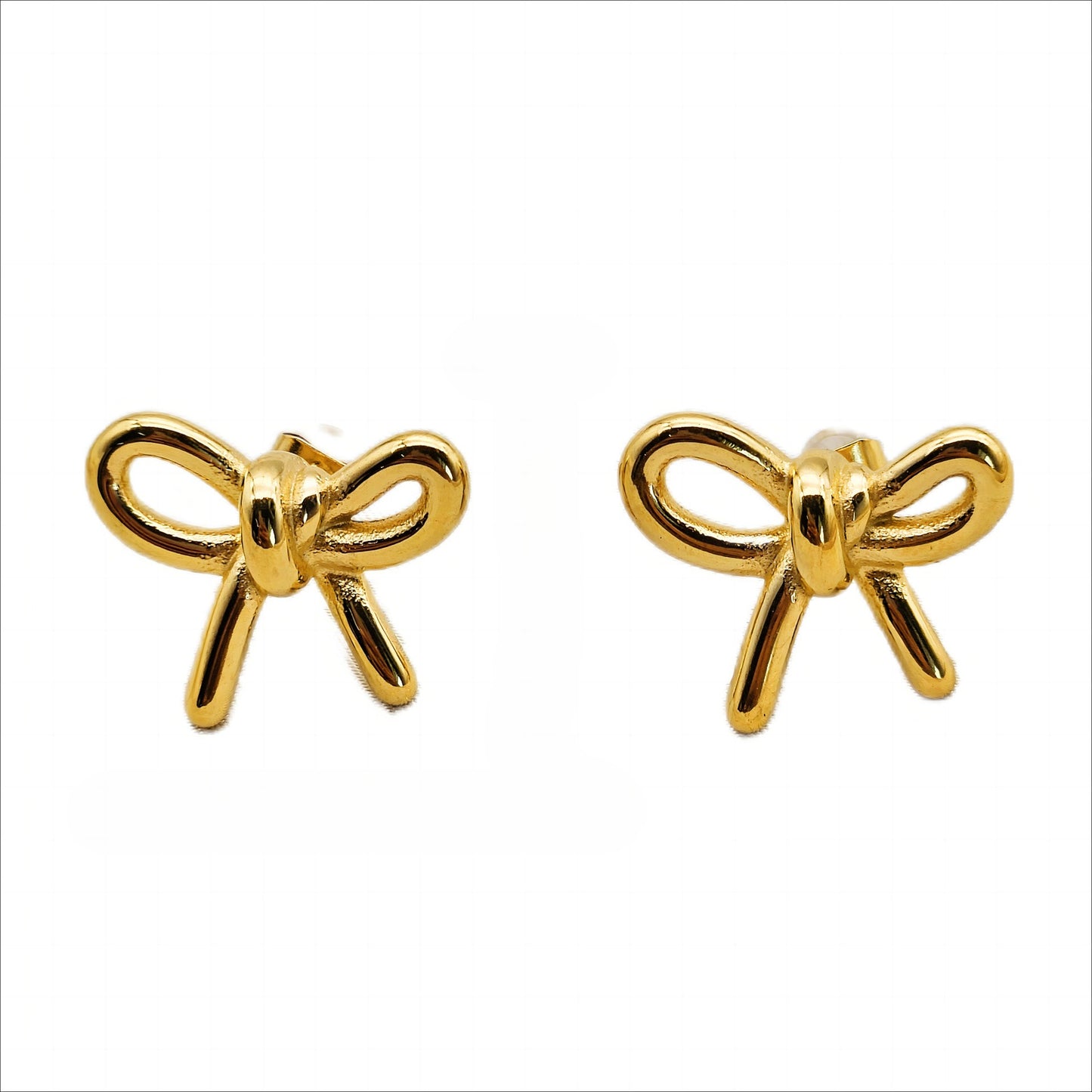 Planderful Stainless Steel Stud Earrings Ribbon Bow Gold Plated For Women Everyday Statement French Style