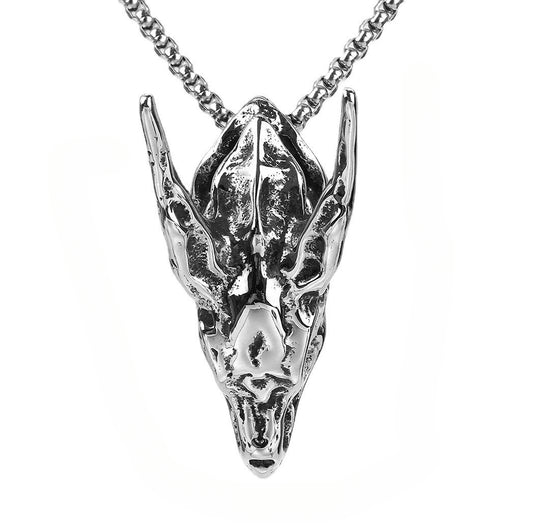Hip-Hop European American Skull Pendant Titanium Steel Necklace