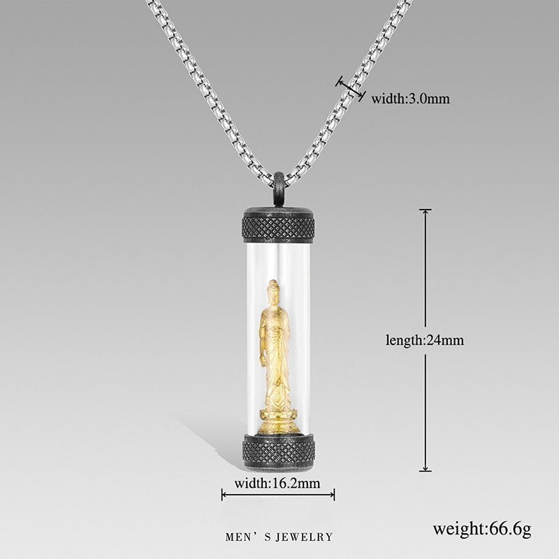 Steel Necklace – Elegant Chinese Mantra Pendant