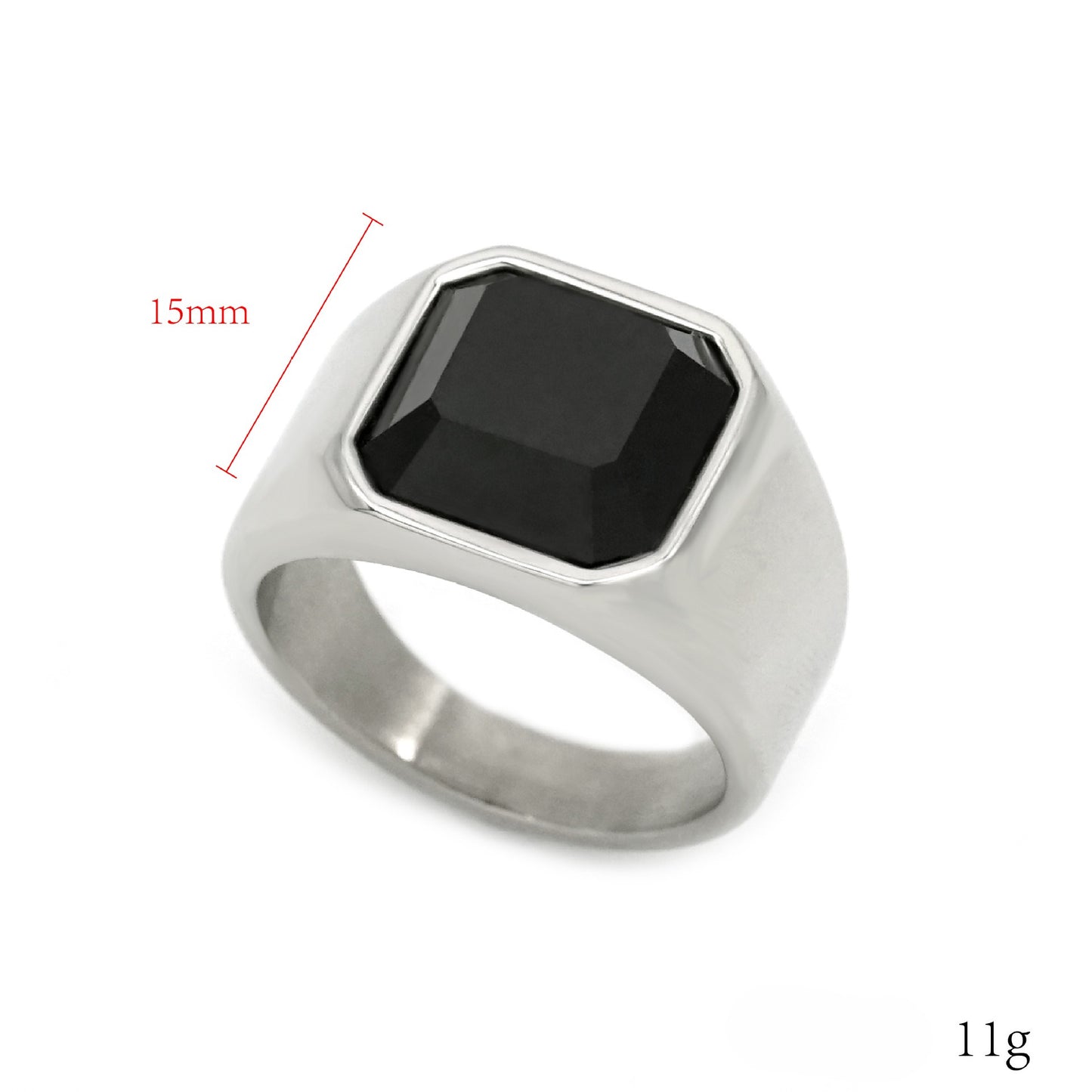 Planderful Titanium Steel Ring With Natural Stone Unisex Bold Statement Jewelry For Men