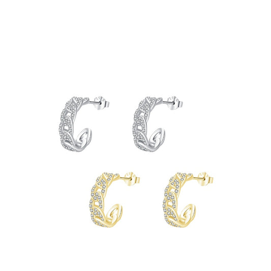 Luxurious S925 Sterling Silver Earrings with Zircon Embellishments