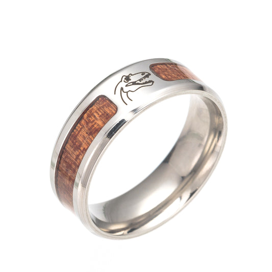 Acacia Wood Half Circle Ring with Steel Needle for Men