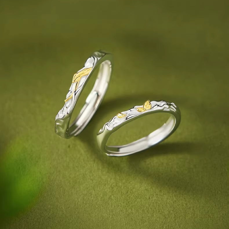 New 925 Sterling Silver Dead Wood Spring Ring Niche Valentine's Gift