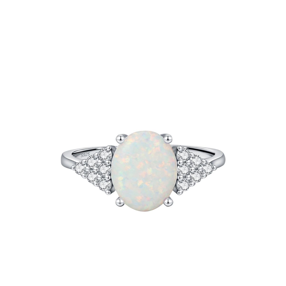925 Sterling Silver Artificial Opal Ring