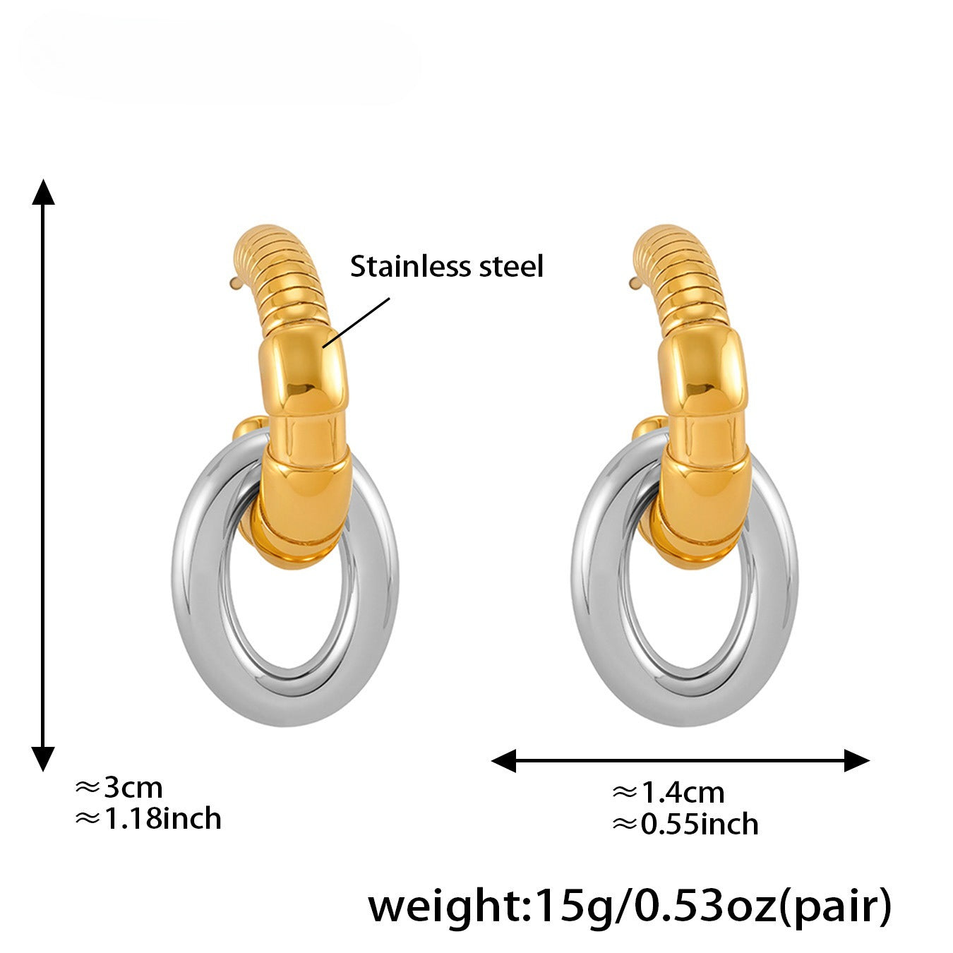 Planderful C Shaped Earrings Irregular Color Gold For Women