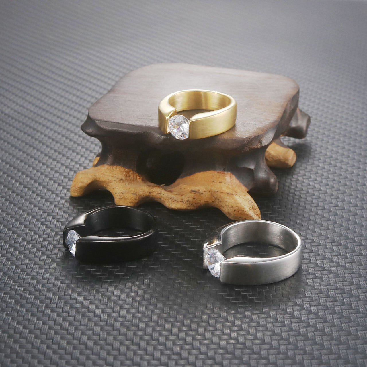 Stylish Men's Zircon-Studded Titanium Steel Ring - Minimalist Design in Stainless Steel