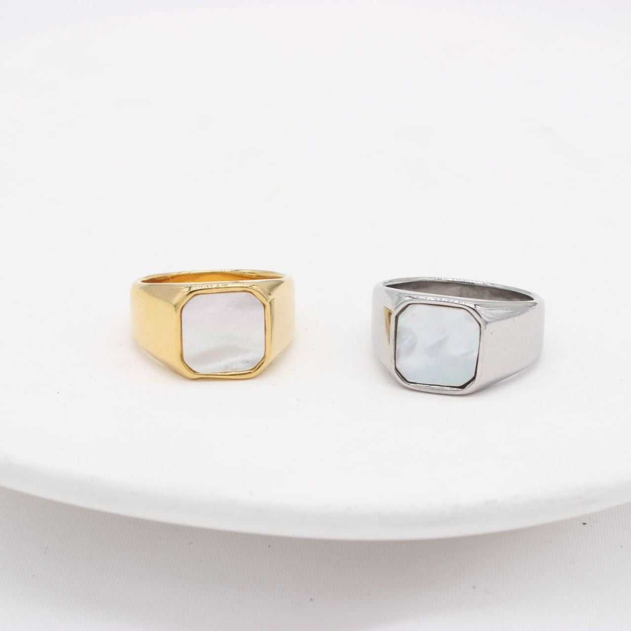 Planderful Square Shell Titanium Steel Ring Unisex Fashion Jewelry For Men And Women Durable Statement