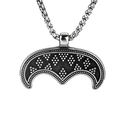 Planderful Punk Goth Heart Bat Necklace For Men Stainless Steel Titanium Jewelry Edgy Statement Pendant