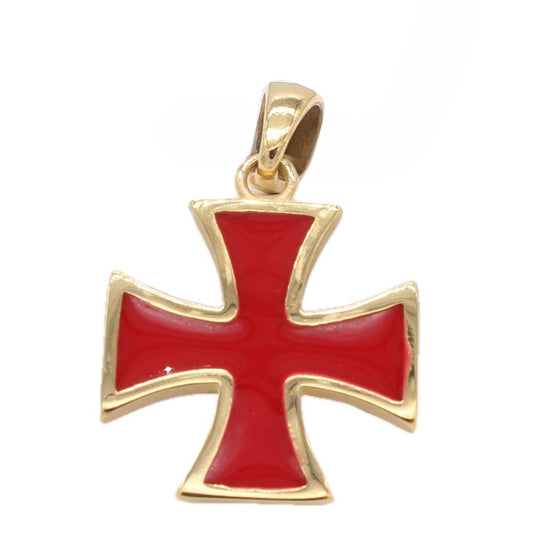 Planderful Everyday Genie – European and American Retro Red Cross Men's Titanium Steel Pendant Necklace